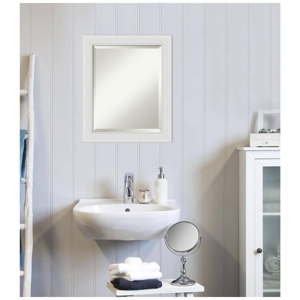 20" x 24" Flair Framed Bathroom Vanity Wall Mirror Soft White - Amanti Art: Modern Rectangle, Satin Finish, No Assembly Required