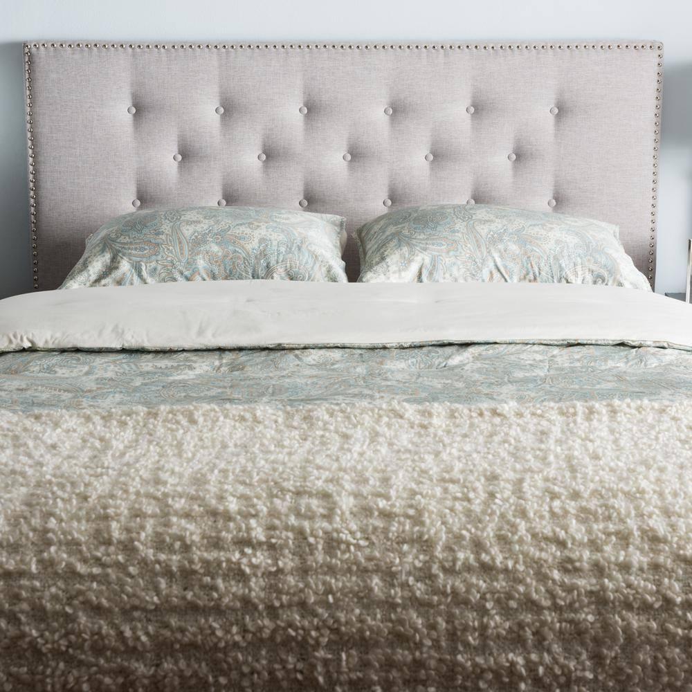 Baxton Studio Windsor Modern and Contemporary Greyish Beige Fabric Upholstered King Size Headboard,Wholesale Interiors