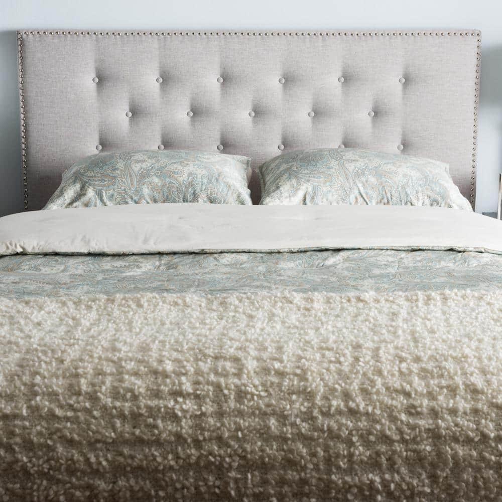 Baxton Studio Windsor Modern and Contemporary Greyish Beige Fabric Upholstered King Size Headboard,Wholesale Interiors
