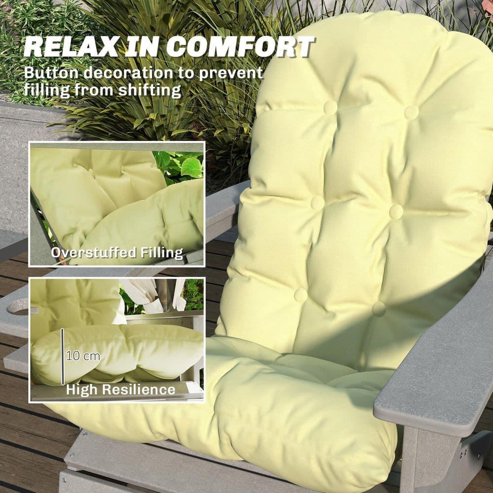 Outsunny Adirondack Chair Cushions Set of 2, Tufted High Back Patio Chair Cushions with Ties, Non-Slip Cushions for Adirondack Chairs, Beige