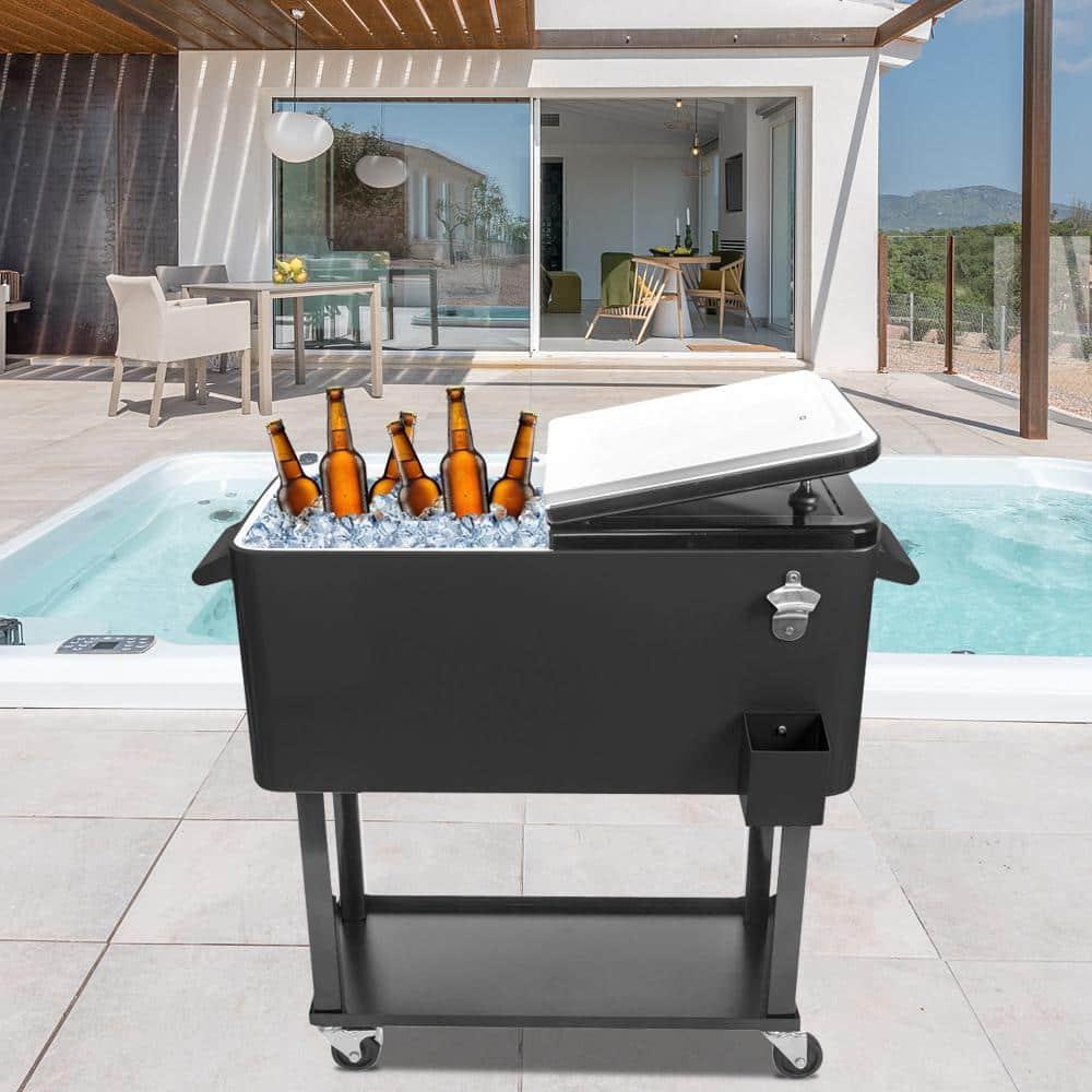 Ktaxon 80-Quart Rolling Cooler Cart Patio Cooler Outdoor Cooler  with Wheels