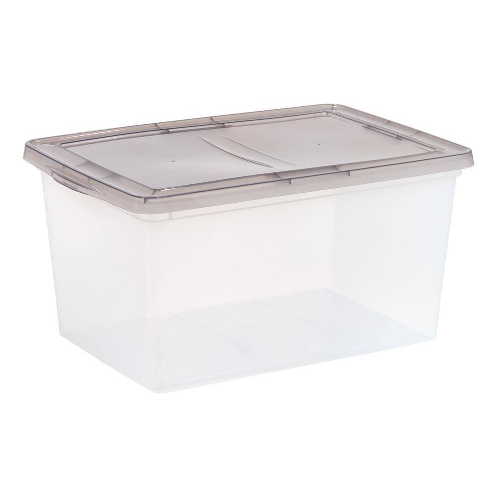 IRIS 58qt Snap Top Plastic Storage Bin: Clear, Stackable, Portable, Utility Storage Tubs & Totes, 24"x16.25"x12.125"