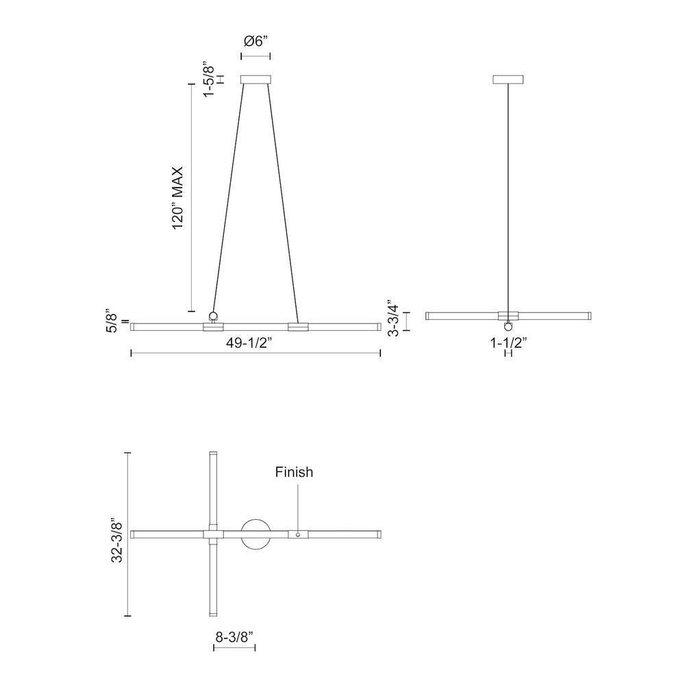 Kuzco Lighting Akari 2 - Light Dimmable LED Modern Linear Chandelier