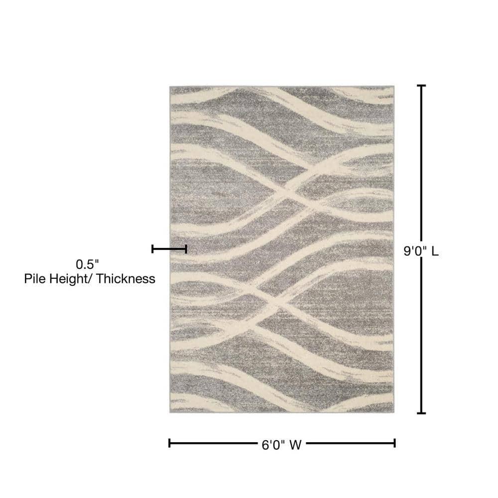 Adirondack ADR125 Machine Made Indoor Area Rug - Grey/Cream - 6'x9' - Safavieh