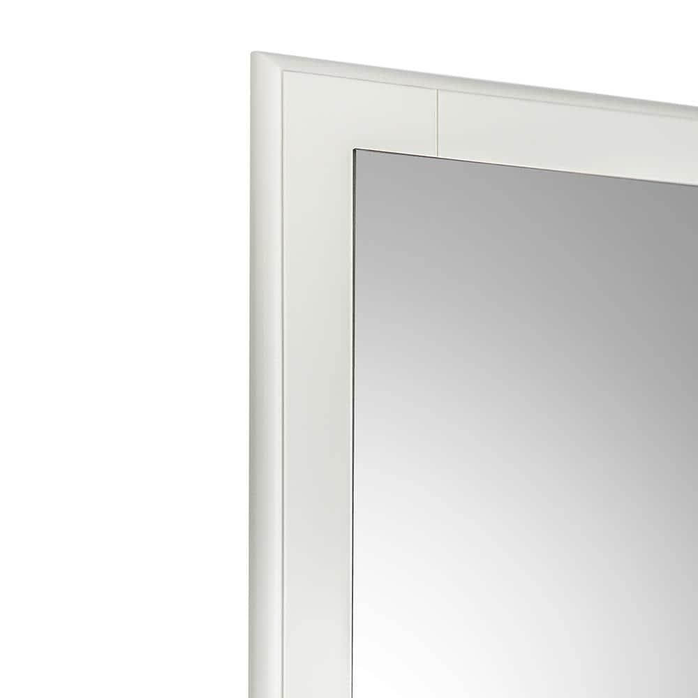 Elegant Antique White Carved Wood 20"x32" Bathroom Vanity Mirror