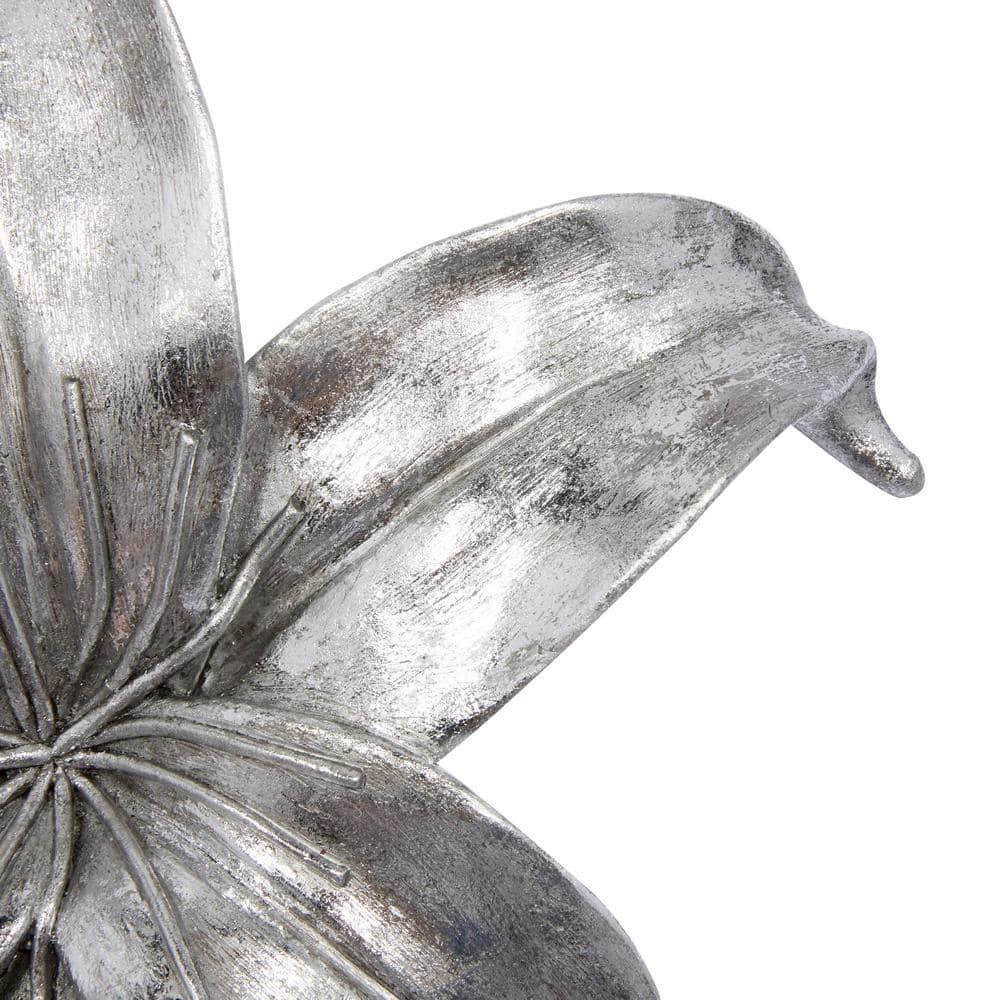 DecMode Silver Polystone 3D Floral Wall Decor (3 Count)