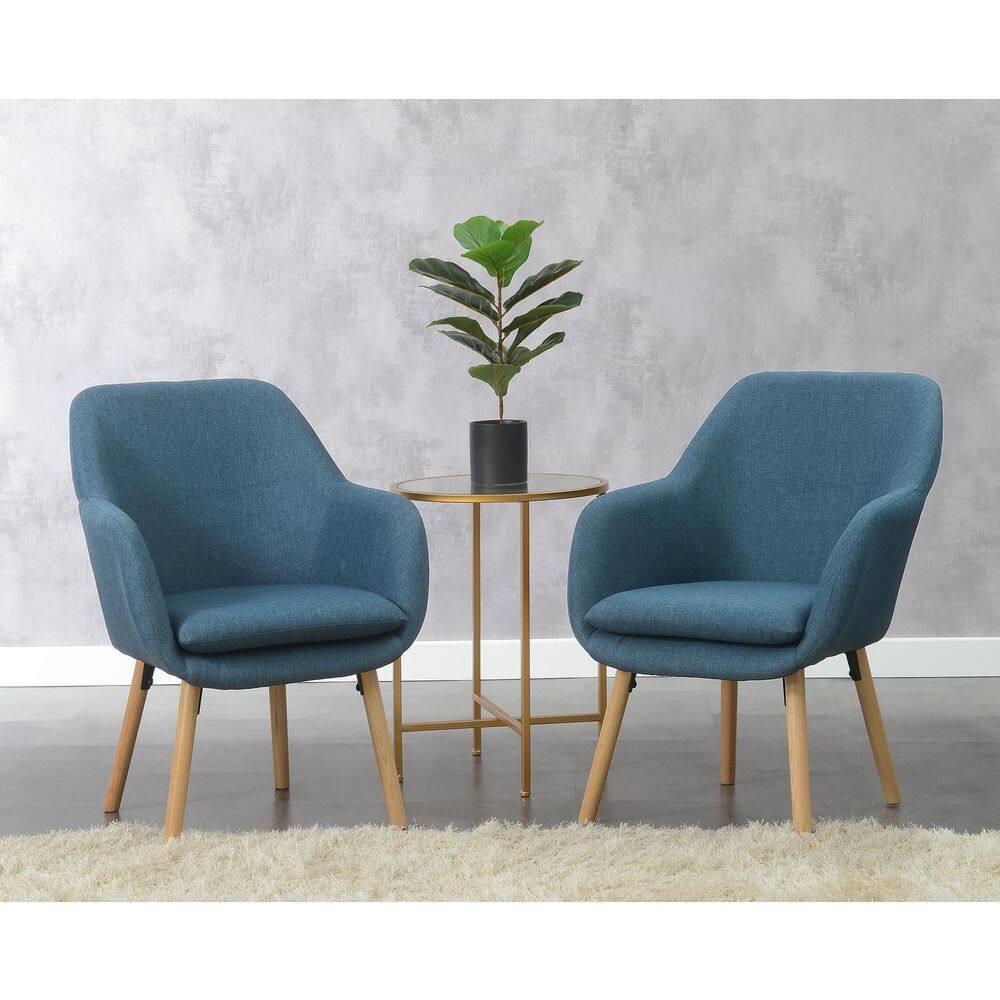 Convenience Concepts Take a Seat Charlotte Wingback Upholstered Accent Armchair, Denim Blue Fabric