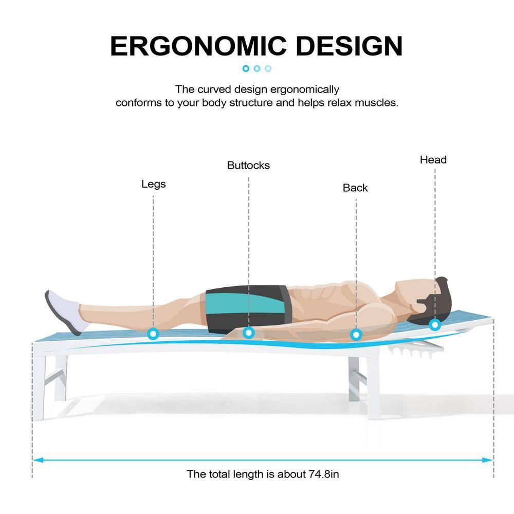Crestlive Products Set of 3 Outdoor Aluminum Chaise Lounge Chairs and Table, Blue