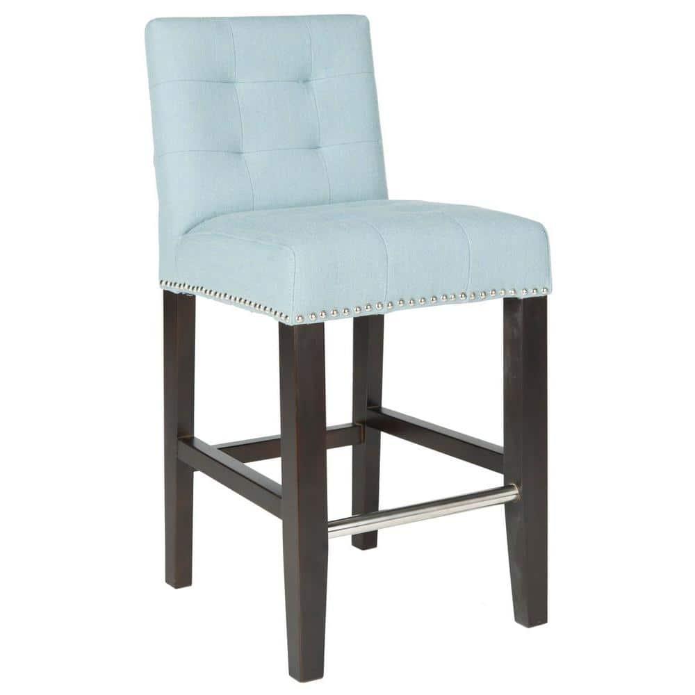 Thompson 23.9" Linen Counter Stool W/ Silver Nailheads - Sky Blue - Safavieh