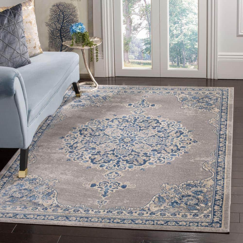 Brentwood BNT867 Power Loomed Indoor Area Rug - Light Grey/Blue - 5'3"x7'6" - Safavieh
