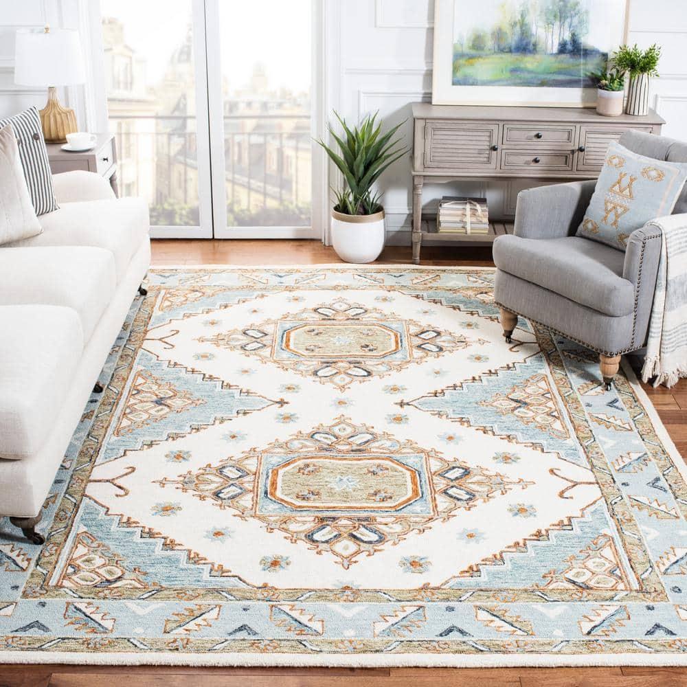 Capri CPR209 Hand Tufted Area Rug - Ivory/Rust - 7'x7' - Safavieh.