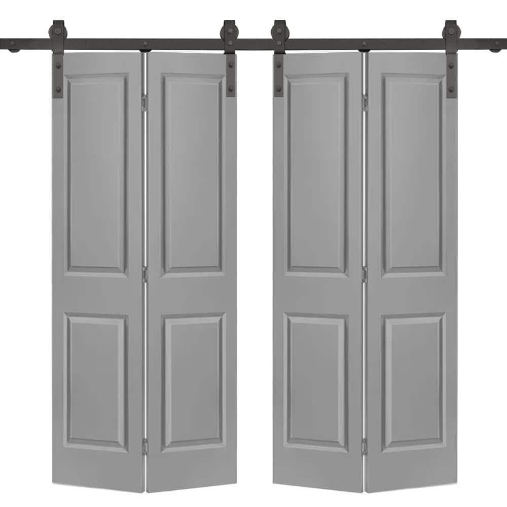 Calhome Paneled MDF Composite Double Bifold Barn Doors with Installation Hardware Kit