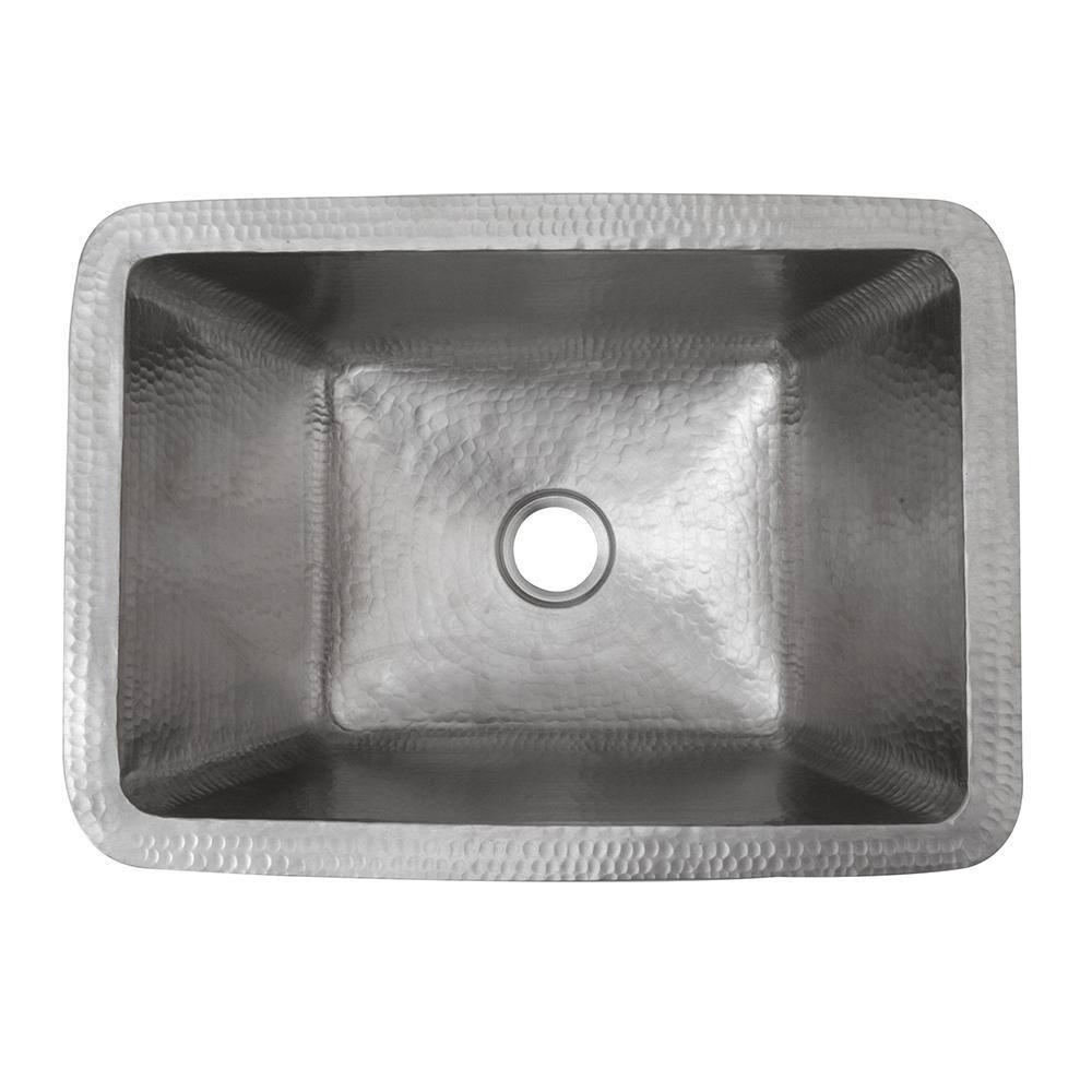 17" Rectangle Hammered Copper Bathroom Sink