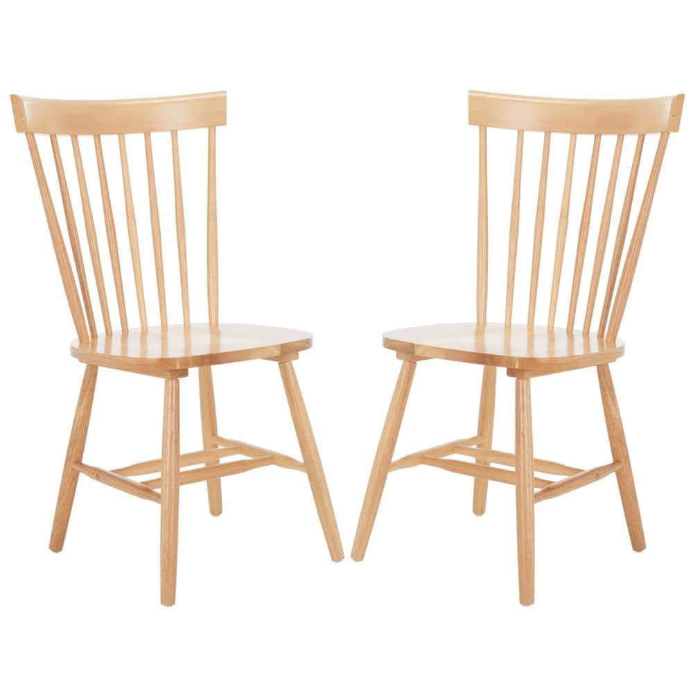 SAFAVIEH Parker Country Wood Solid Dining Parsons Chair, Natural (Set of 2)