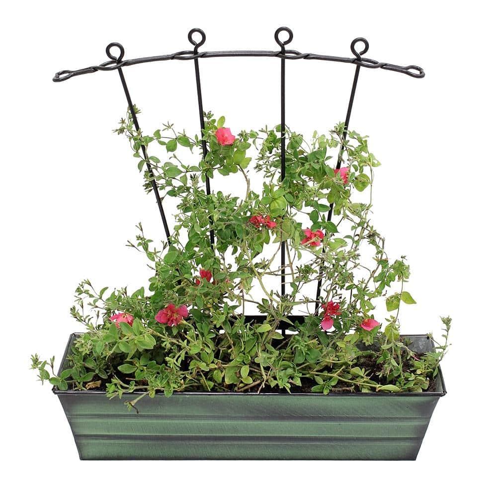 Small Galvanized Metal Rectangular Planter Box Green Patina - ACHLA Designs: Steel Decorative Container, Wall-Mountable, Easy to Clean