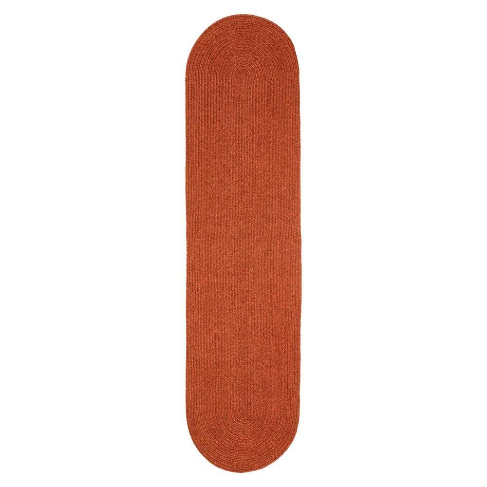 Braided Brick 2 ft. x 8 ft. Solid Indoor/Outdoor Oval Area Rug