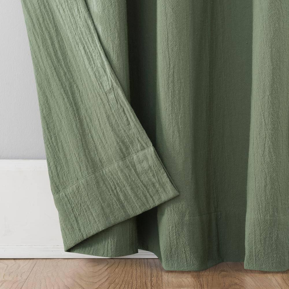 52"x84" Archaeo Light Filtering Washed Cotton Twist Tab Curtain Panel Moss Green: Transitional Window Decor