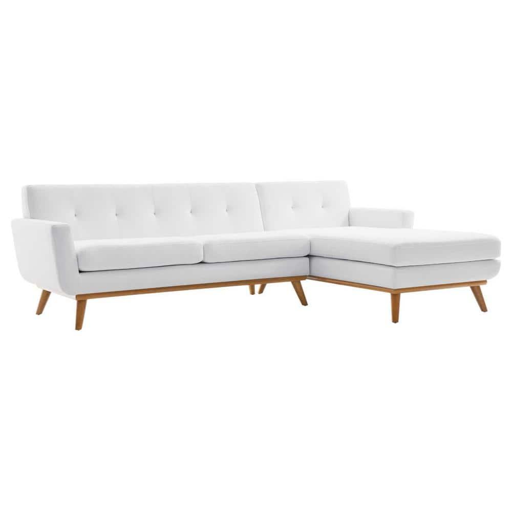 Modway Engage Right-Facing Upholstered Fabric Sectional Sofa in White