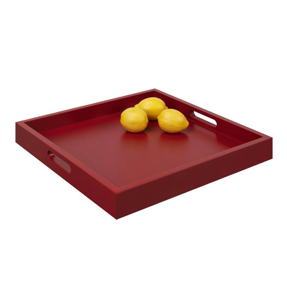 Convenience Concepts Palm Beach Tray in Red Wood Finish with Handles
