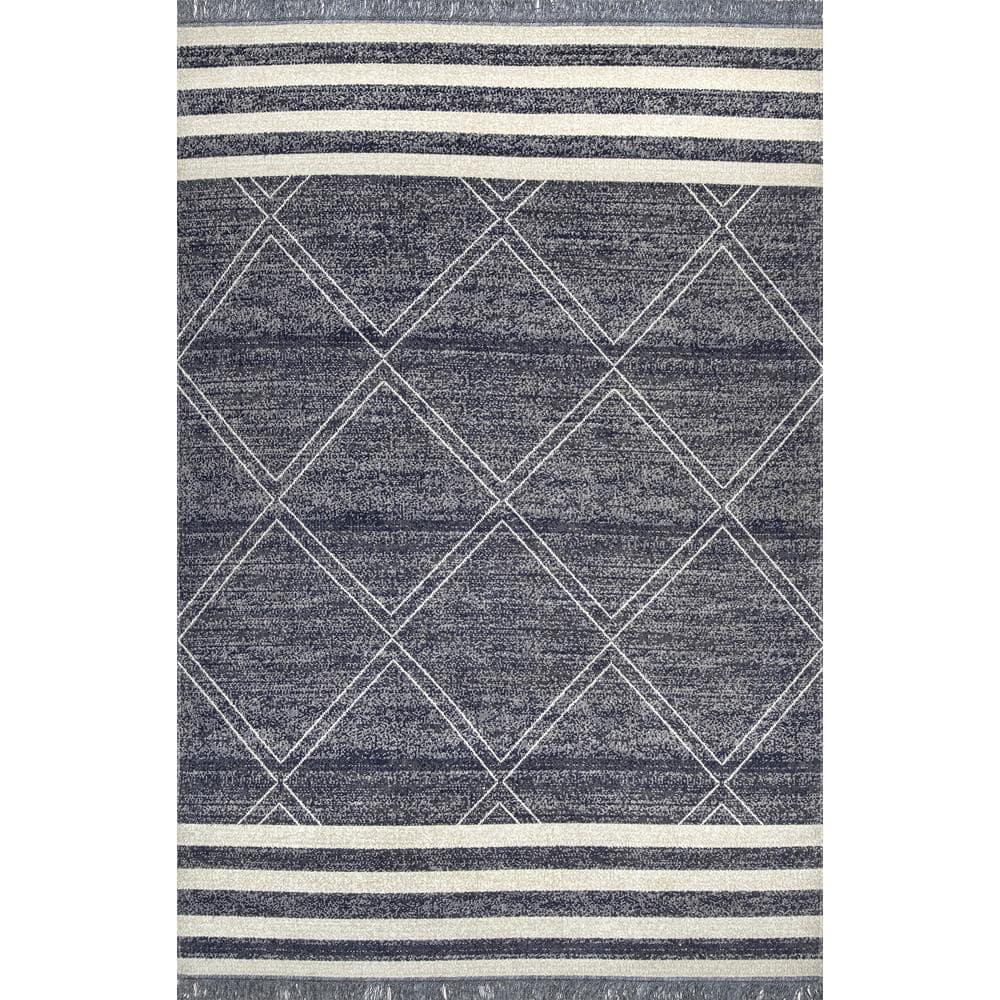 Nuloom Roberge Trellis 3x5 Indoor/Outdoor Accent Rug for Living Room Patio Deck Front Porch Entryway Kitchen, Navy/Ivory