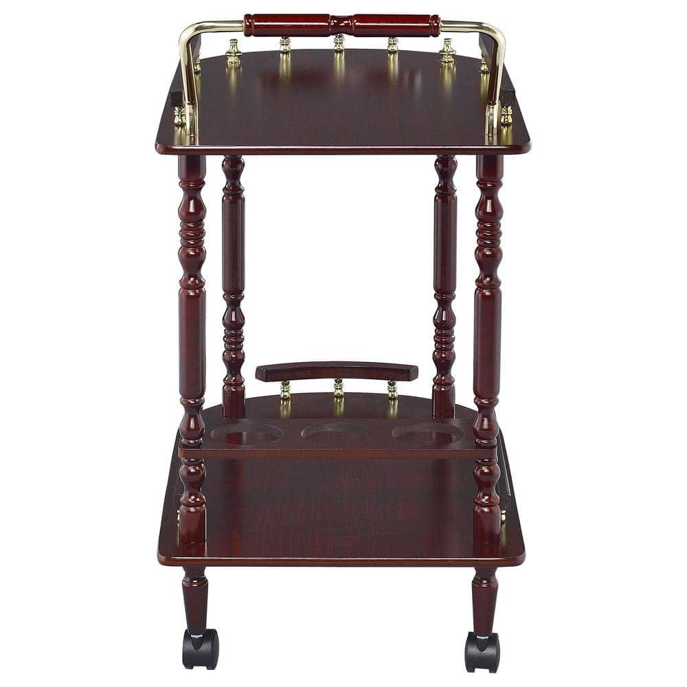 Coaster Palmer Traditional 2 Tier Wood Serving Cart Merlot/Brass
