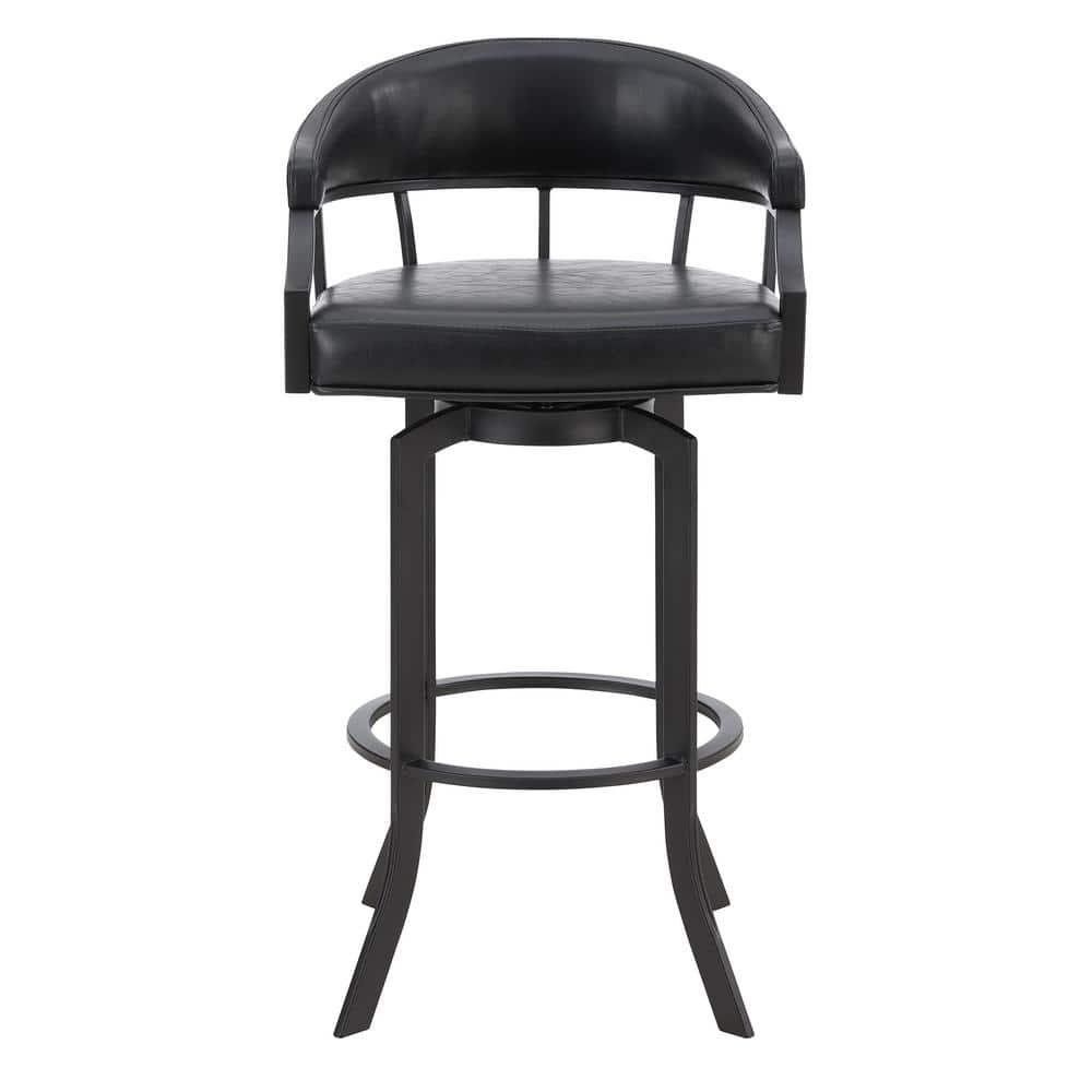 Armen Living Indoor Dione 30" Bar Height Barstool in Auburn Bay and Brown Faux Leather
