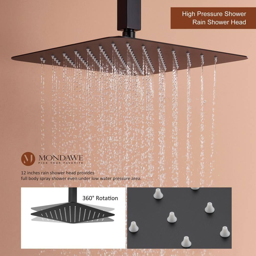 Herathena 3 Functions Ceiling Mounted Luxury Shower System with 6 Body Jets (Rough-in Valve Included)