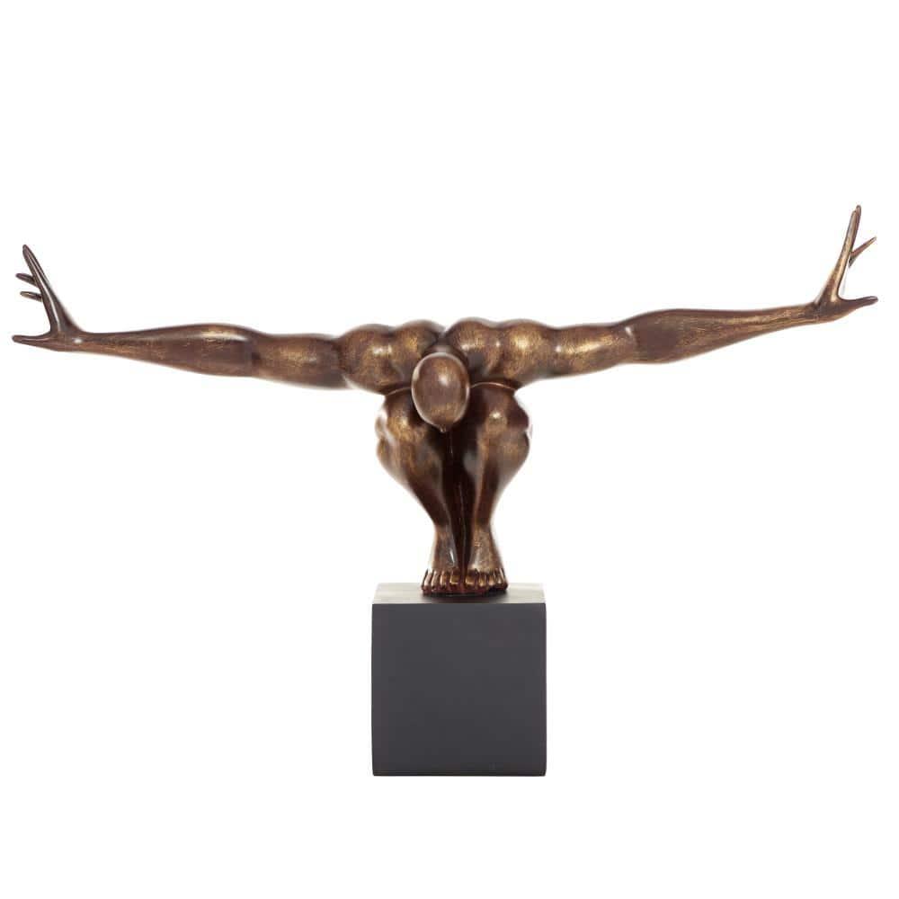 Red Barrel Studio® Cleophis Polystone Diver Decorative Bronze Sculpture with Black Base
