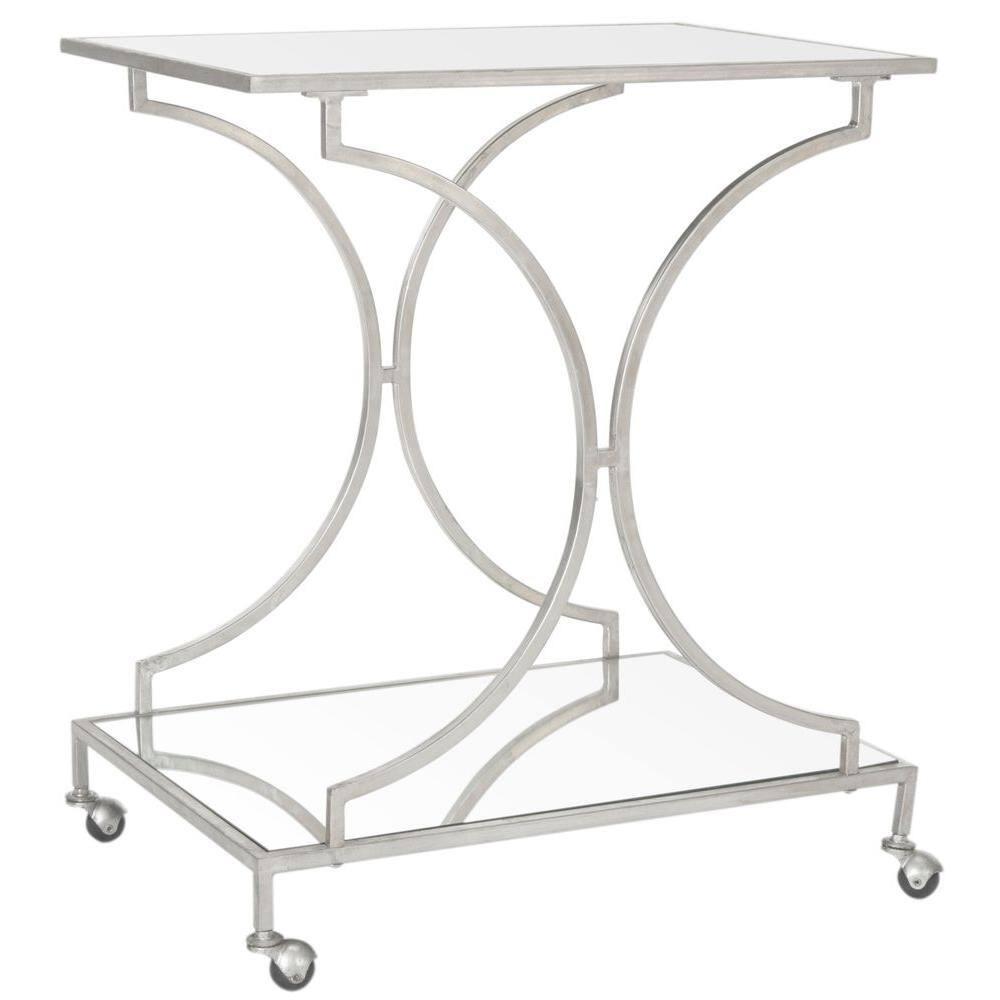 Ignatius Bar Cart - FOX2555A - Silver/Mirror - Safavieh
