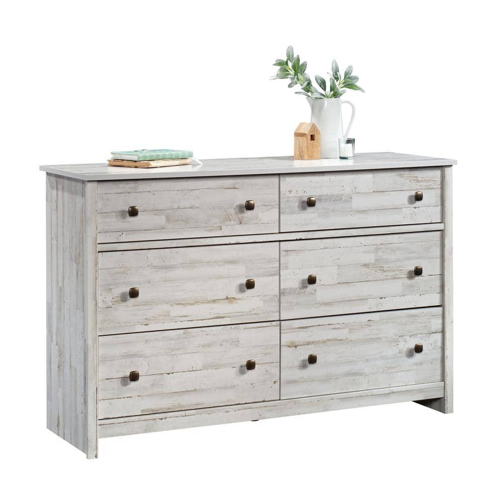 River Ranch 6 Drawer Dresser White Plank - Sauder: Modern Storage Solution for Adult Bedroom