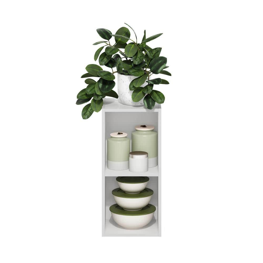 Furinno Fulda 2-Tier Space Saving Storage Shelf Bookcase, 10-Inch Width, White