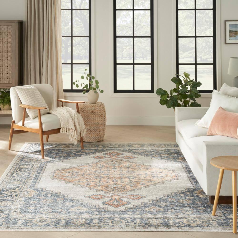 Nourison Astra Machine Washable Vintage Persian Indoor Rug Grey/Gold 9' x 12'