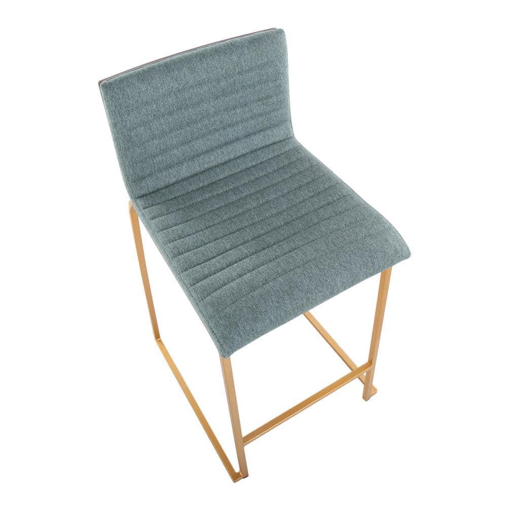 Set of 2 Mason Mara Counter Height Barstools Gold/Walnut/Green - LumiSource