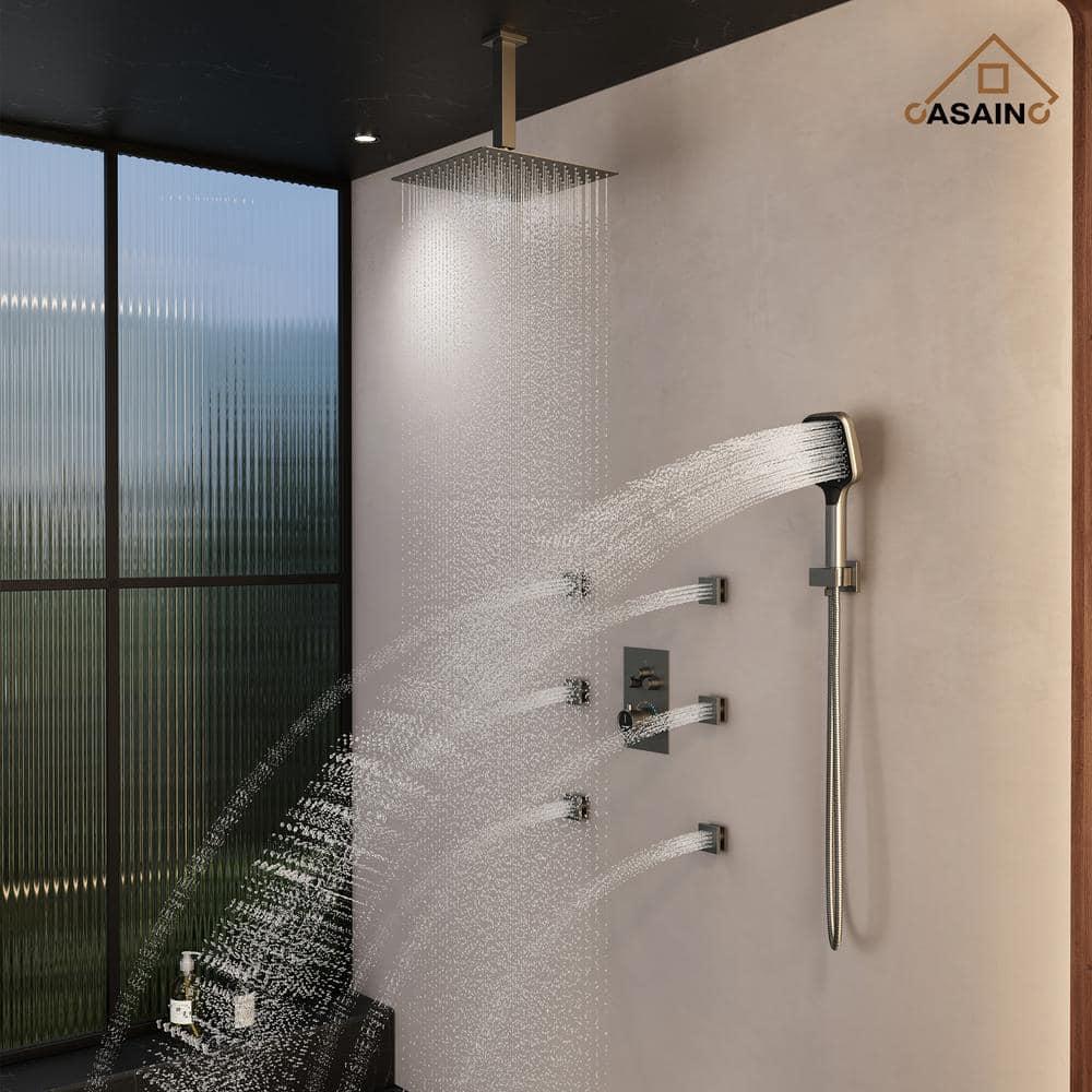 Revitalize 12 Inch Luxury Thermostatic Complete Shower System with Rough-in Valve