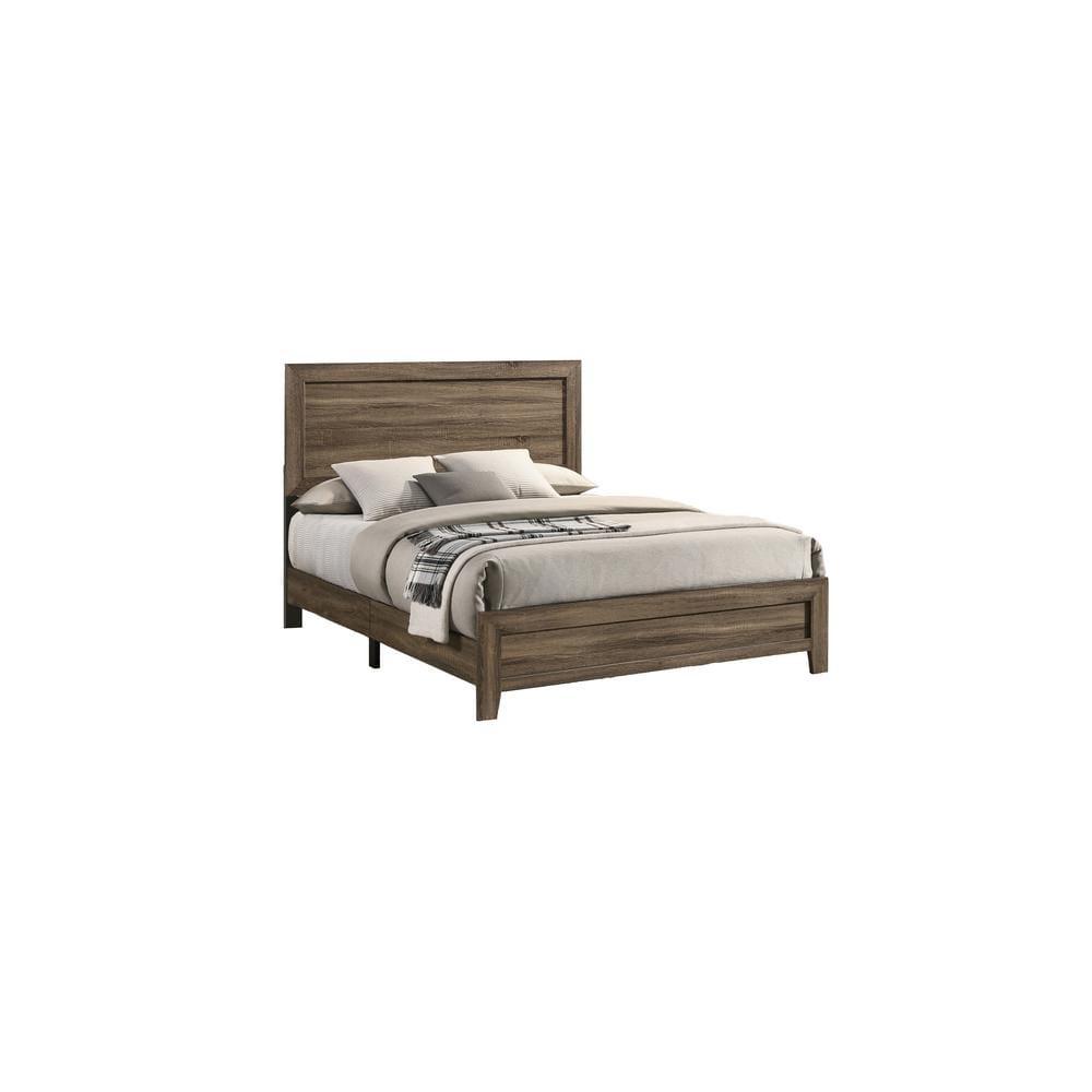 Dark Walnut Wood Panel Bed in California King Size
