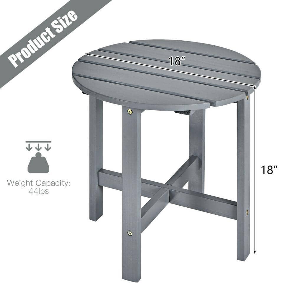 Tangkula 18" Outdoor Round Side Table Wooden Coffee Table Suitable for Garden Patio Balcony Gray