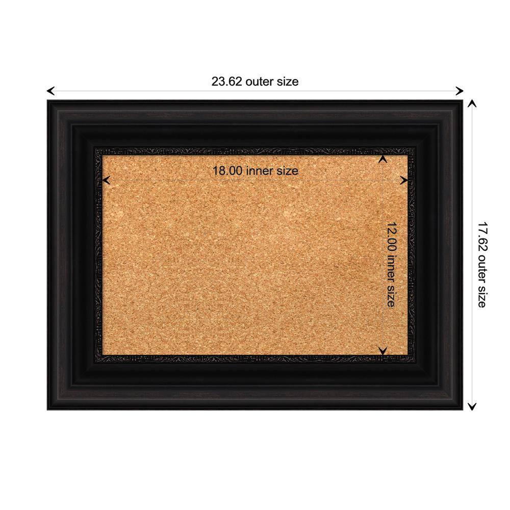 Amanti Art Natural Cork Board Framed Parlor Black Bulletin Board 24 in. x 18 in.