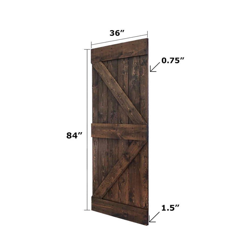 IsLife K Style Solid Core Wood Double Sliding Barn Door with Hardware Kit -Assembly Needed (Set of 2)