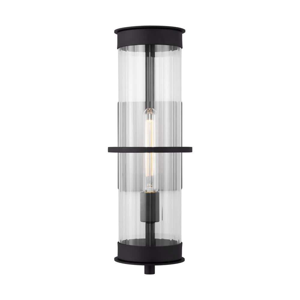 Alcona Black Bronze Outdoor Wall Lantern with Clear Fluted Glass