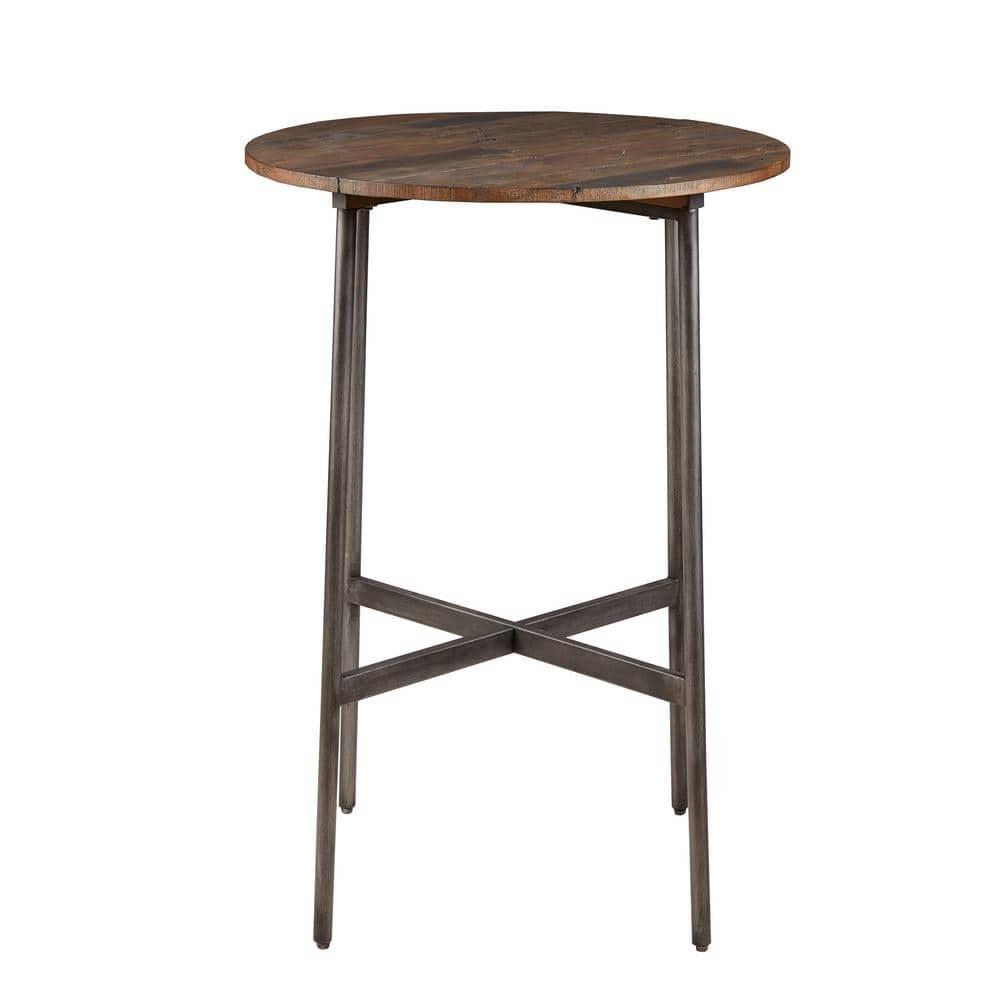 Renu Bar Table Dark Brown: Ink+Ivy 42" High, Round Pub Table, Criss Cross Base, Wood & Metal Frame