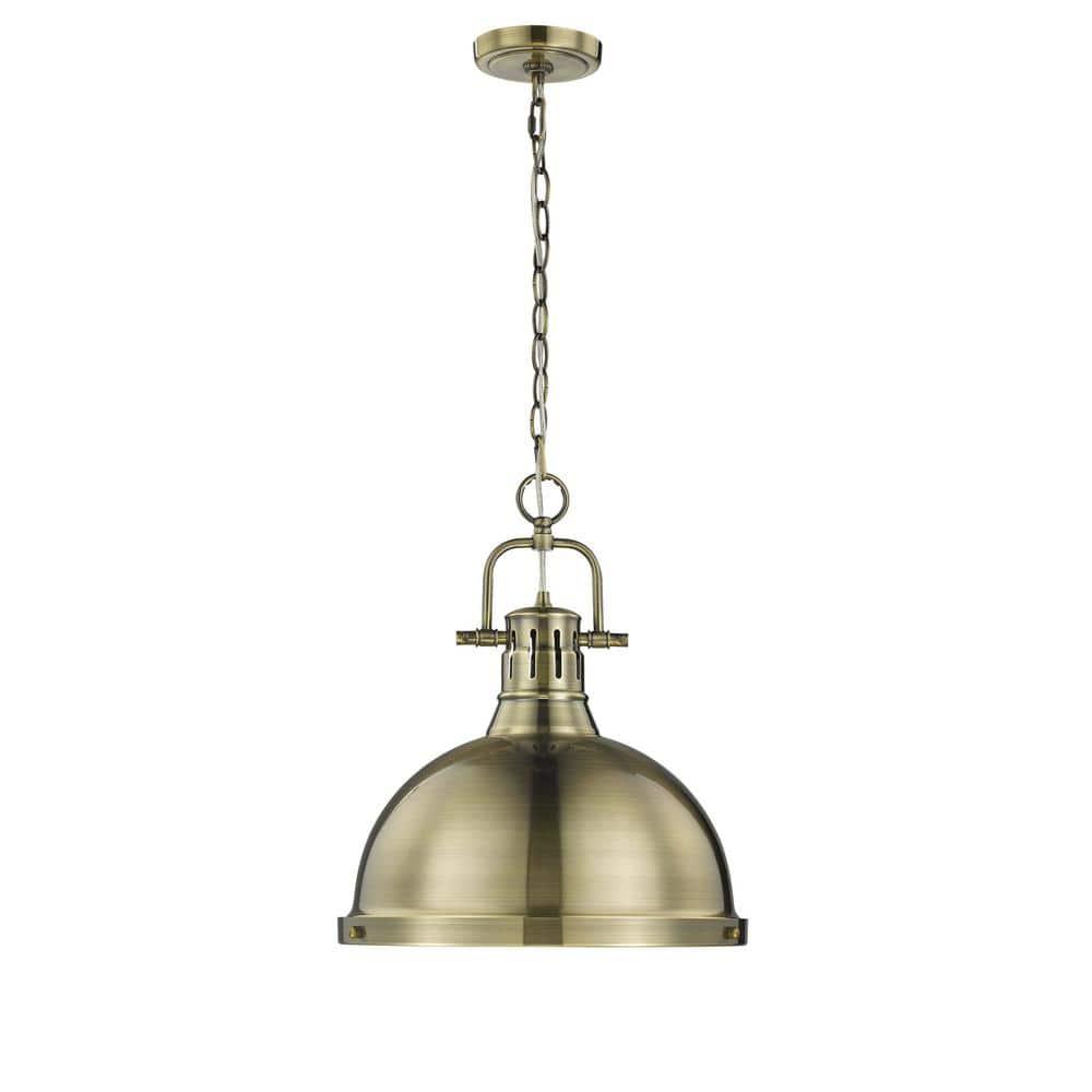 CodYinFI 3602-L AB-AB Pendant with Aged Brass Shades, Aged Brass Finish