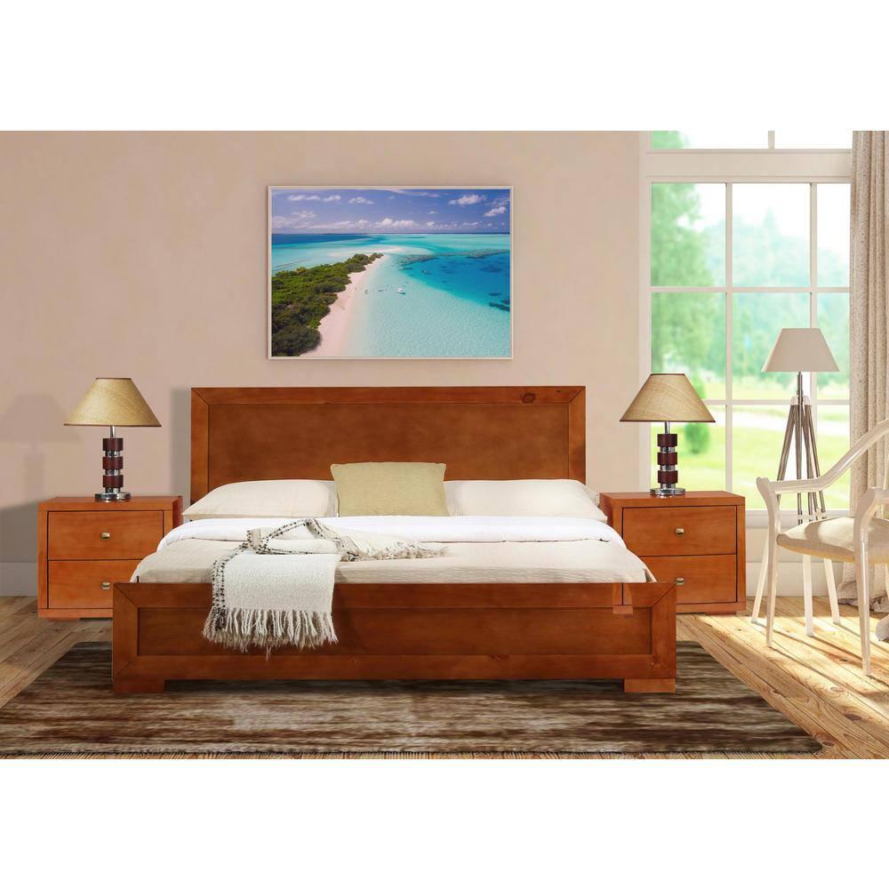 Camden Isle Trent Platform Bed | Paneled Headboard and Footboard | King, Cherry