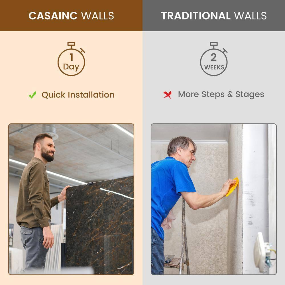 CASAINC 60"W 75/96"H Glue Up SMC Shower & Tub Wall Panel Surround,0.138 Thick,Cuttable,Quick Install