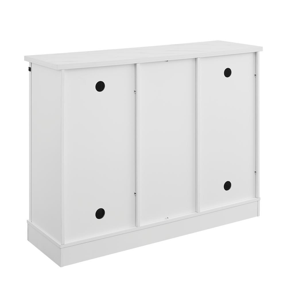 Home Essentials 47" Wine Bar Cabinet White: Farmhouse Style, Glassware Storage, MDF & Rubberwood