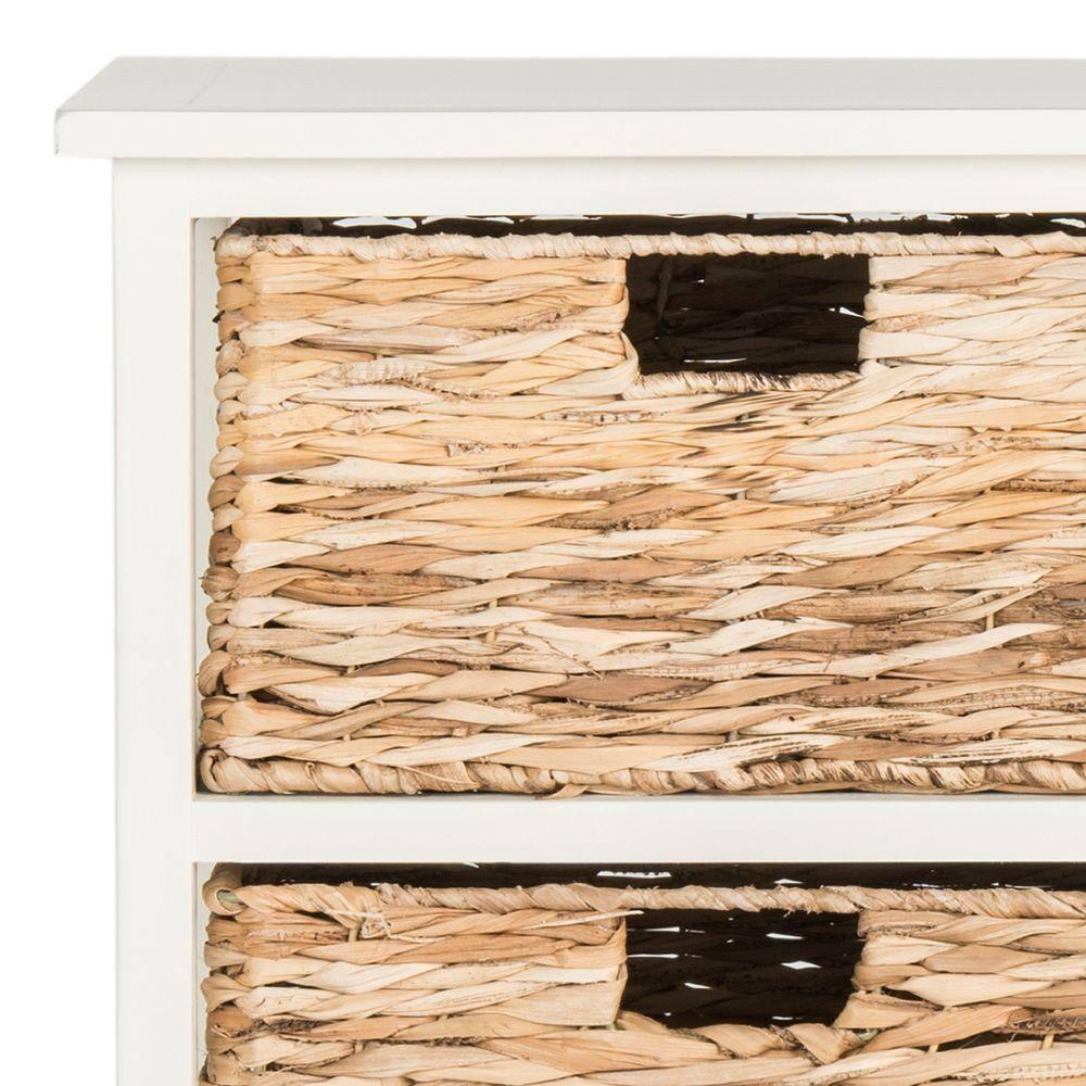 Keenan 6 Wicker Basket Storage Chest - Vintage White - Safavieh.