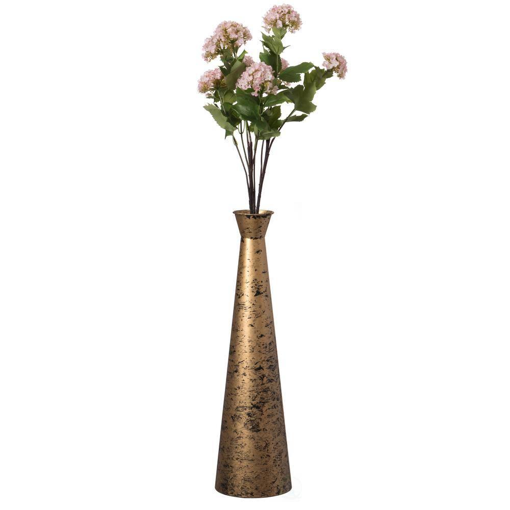 Medium Gold Brushed Metal Decorative Floor Vase
