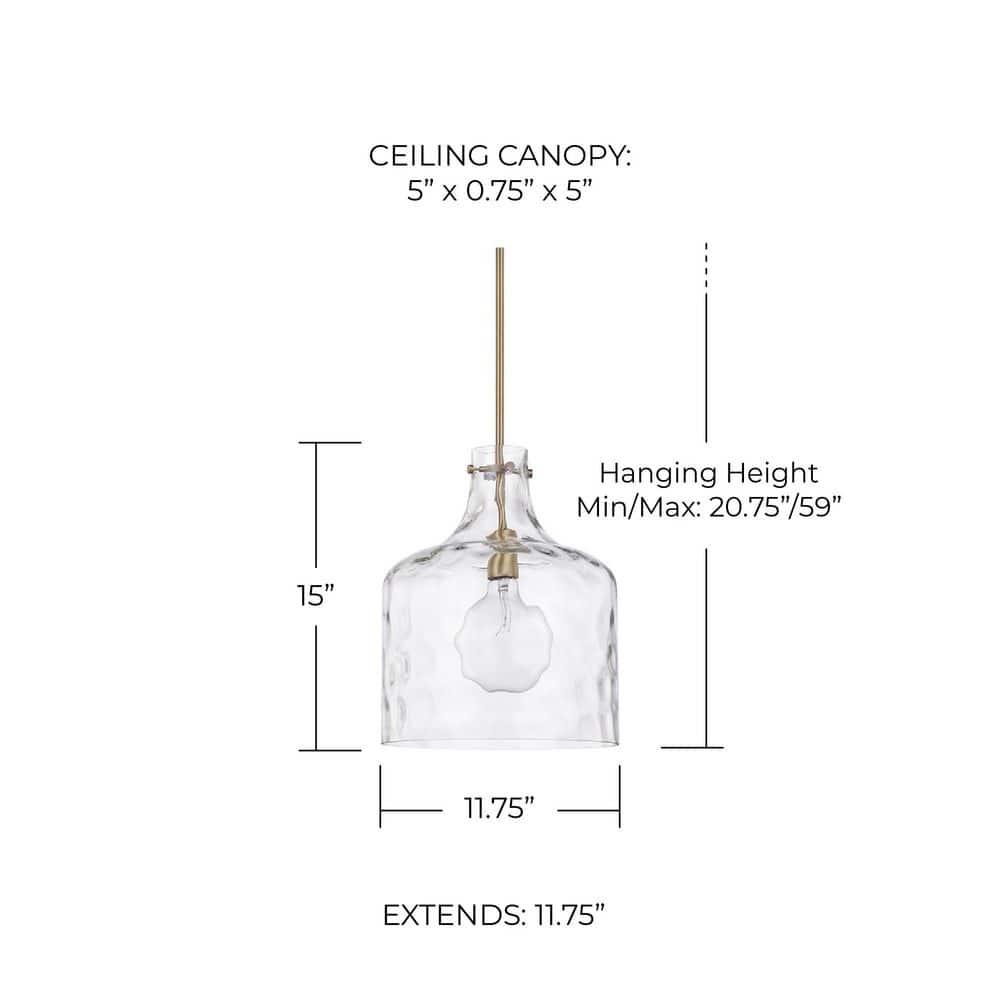 Capital Lighting 325717 1 Light 15" Tall Pendant - Brass
