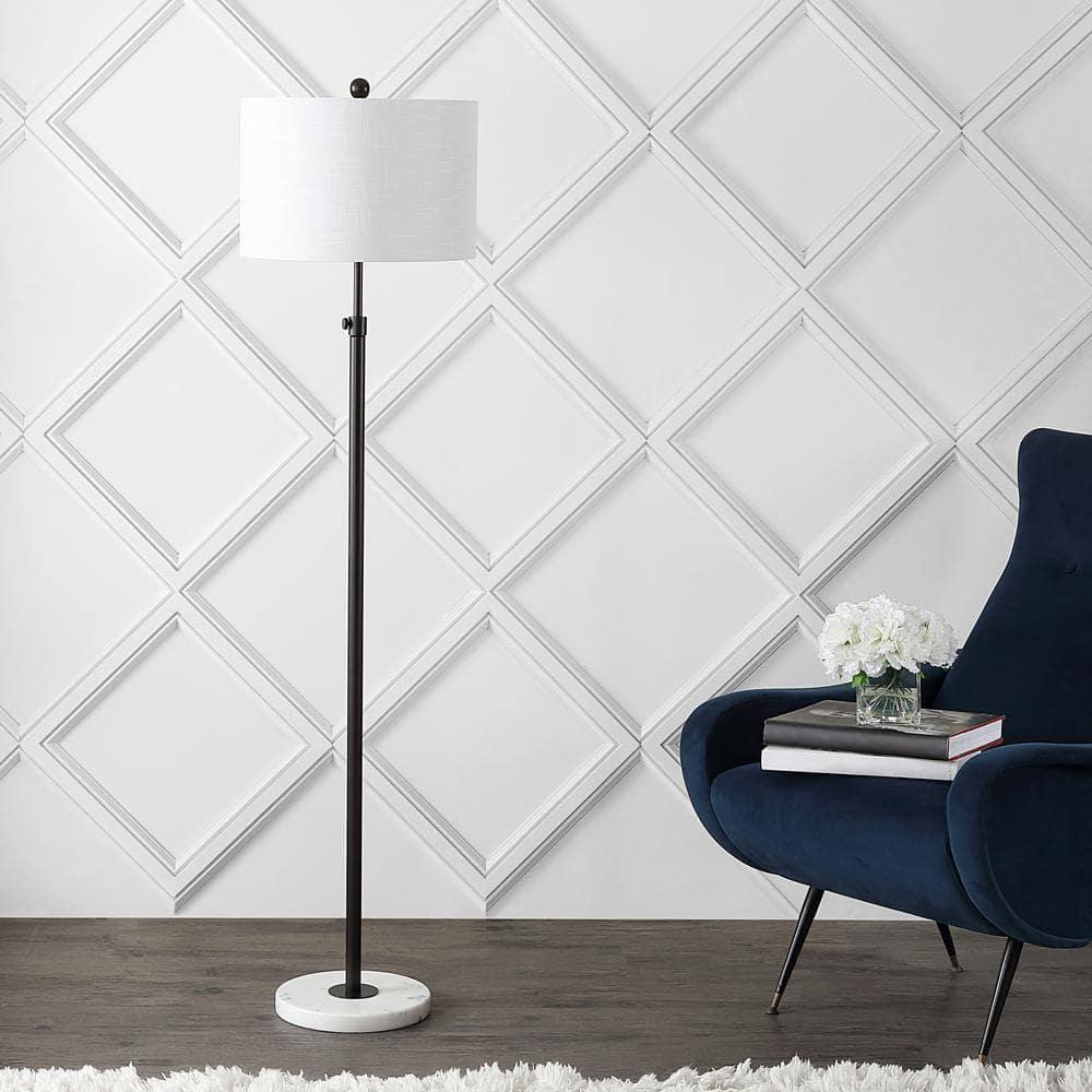 JONATHAN  Y June Metal/Marble Adjustable Modern Glam 66-in Oil Rubbed Bronze Shaded Floor Lamp