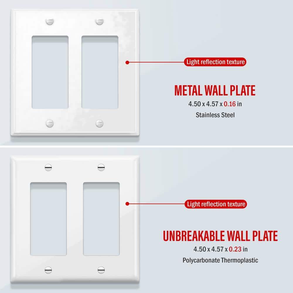 Enerlites No Subject 2 - Gang Rocker Standard Wall Plate (Set of 3)