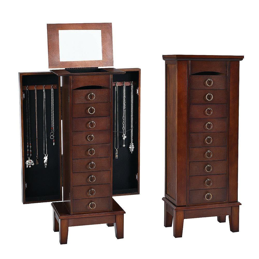 Costway Wood Jewelry Cabinet Armoire Storage Box Chest Stand Organizer Indoor Bedroom